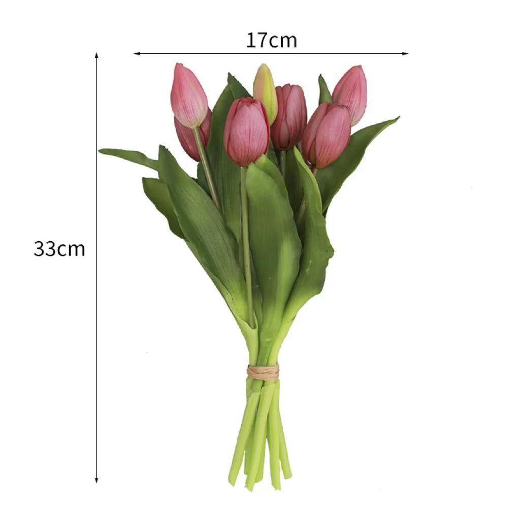 7pc Latex Tulip Artificial Flowers Bouquet Realistic Mother's Day Gift Easter for Wedding Home Kitchen Table Decoration