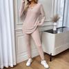 Women's 2 Piece Outfits Sets Ruched Long Sleeve Tops  Wide Leg Pants Tracksuit Sets