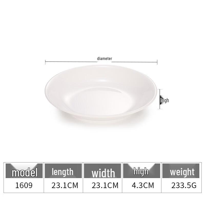 White Round Melamine Dinner Plate