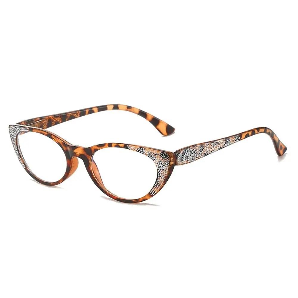 Shiny Rhinestones Cat Eye Anti-Blue Light Reading Glasses Eye Protection Men Women Elegant Comfortable Eyeglasses +100~+400
