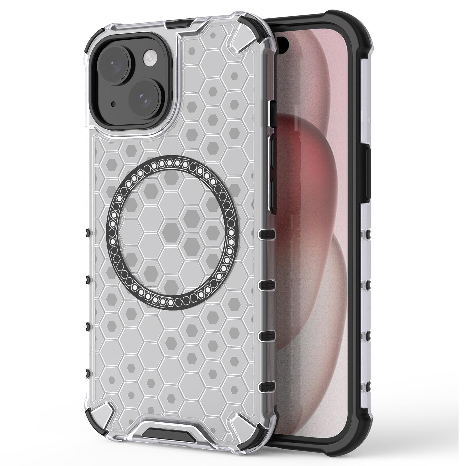For iPhone 15 Case Honeycomb Design Magnetic TPU+PC Phone Cover E