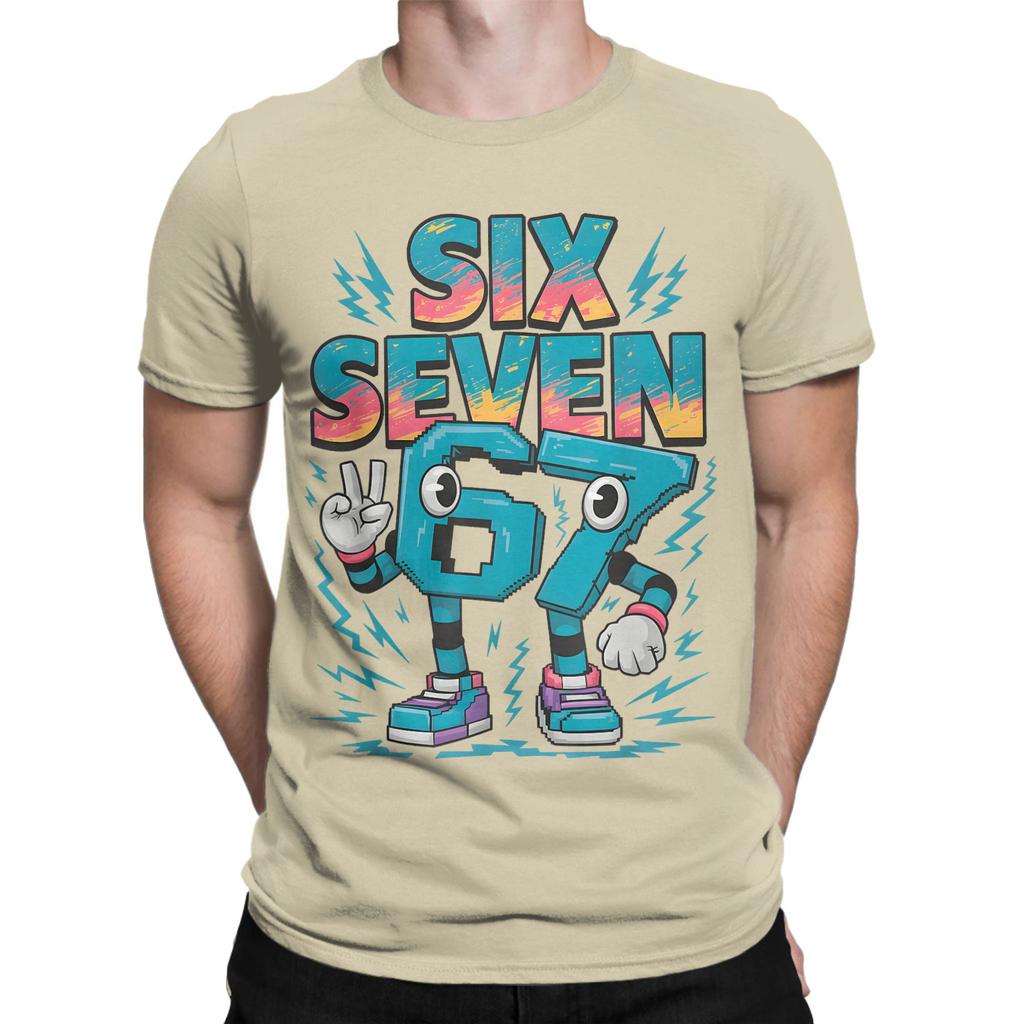 Streetwear T Shirt Beach Meme 67 Six Seven 6 7 Italian Brainrot  T-Shirts  Cotton Tee Shirt for Men Y2K Cheap Short Sleeve Tees