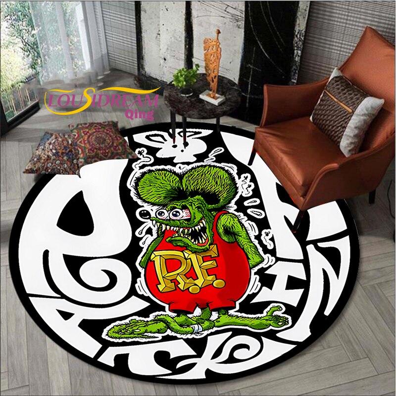 Carpet Retro Round Carpet Living Room Bedroom Skull Design Men's Gift