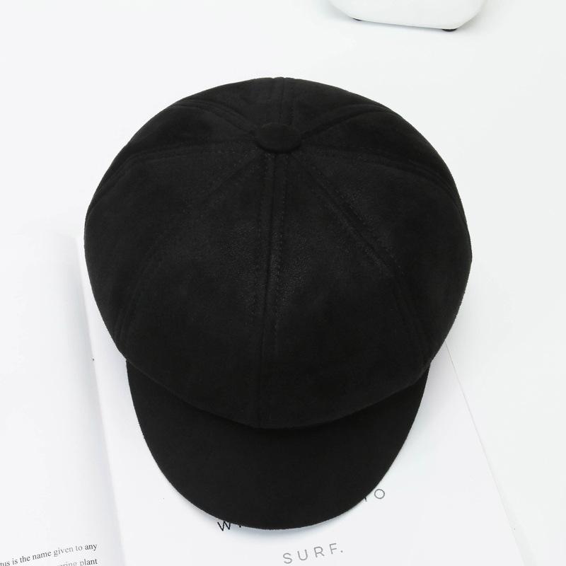 100% Fashionable Octagonal Hat Korean Version British Retro Solid Color Baseball Cap Beret Shows Small Face