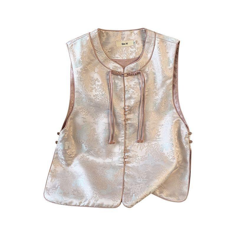 Vest Women's Textured Top Embroidered Vest Women's Sleeveless Vest Tide