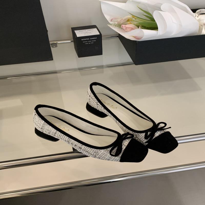 2025 Spring French Inner Height Increase Retro Pink Single Shoes Women's Shoes Small Fragrant Ballet Bow Fairy Shoes