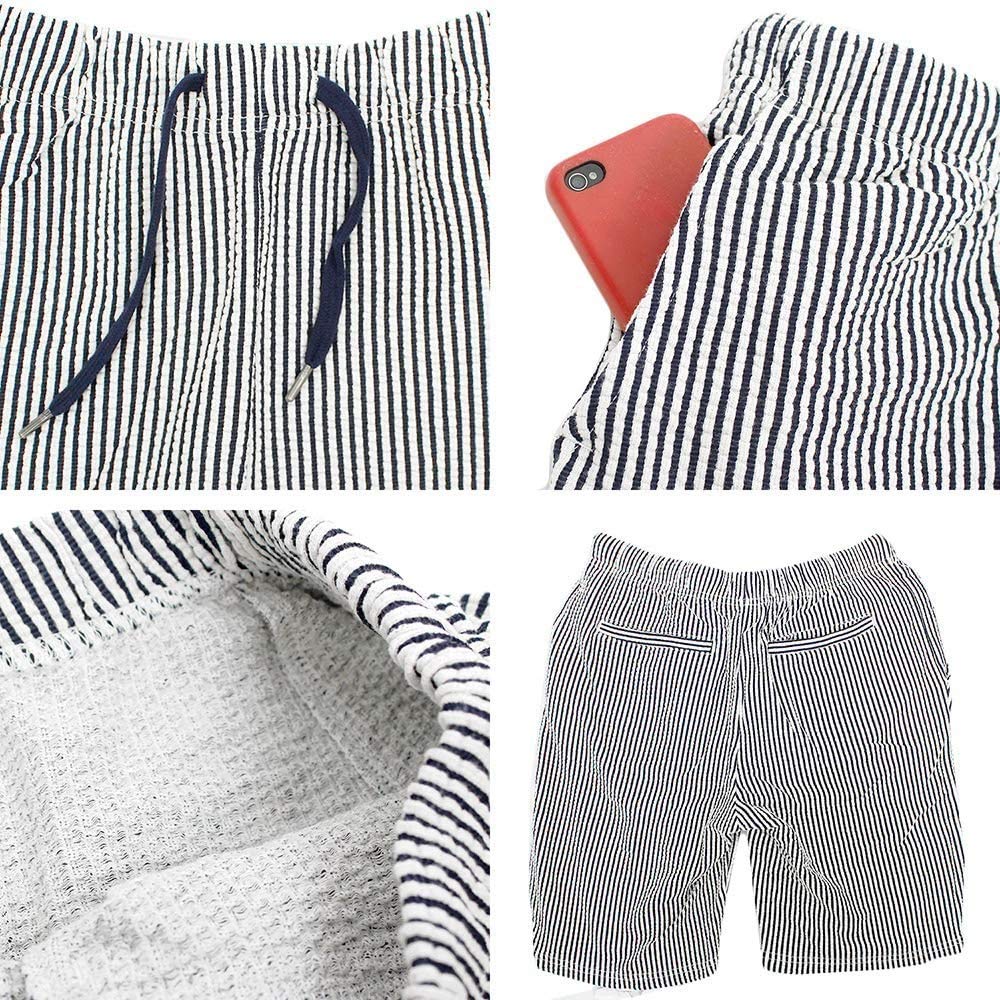 One Colors Men's Plus Size Seersucker Zip-Up Hoodie and Shorts Set, White (5L)