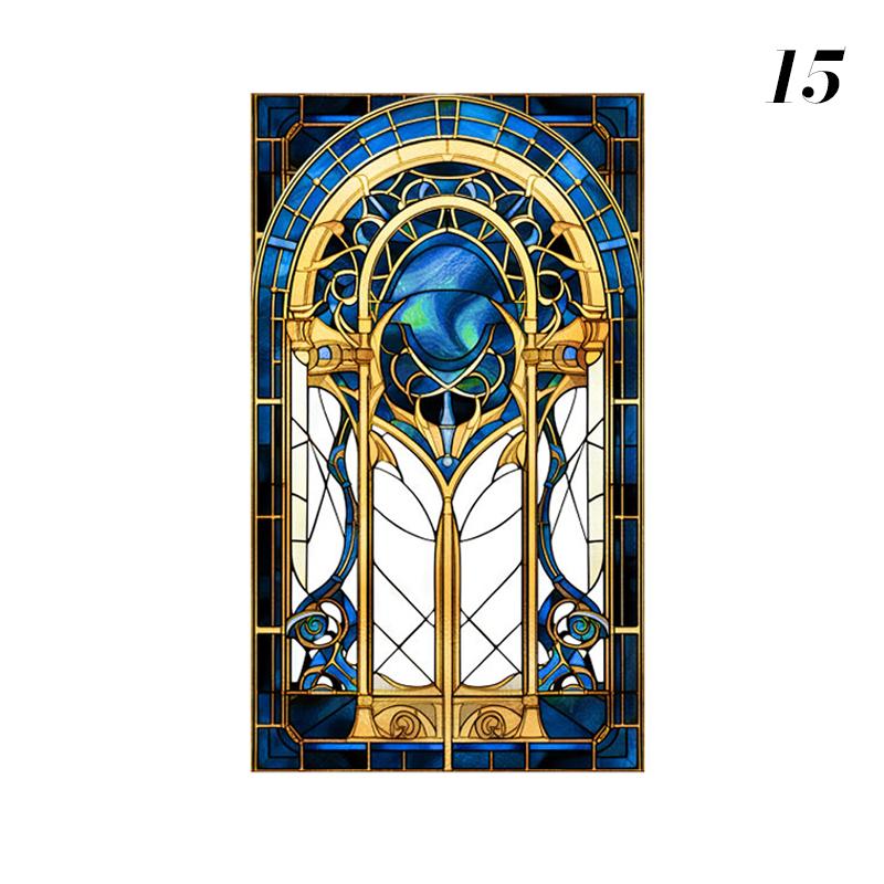 Retro Art Skleněná Fólie Evropský Styl Vitrážové Kostelní Umění Soukromí Okenní Samolepky Neprůhledné Hotelový Klub Veranda Okenní Dekorace Fólie