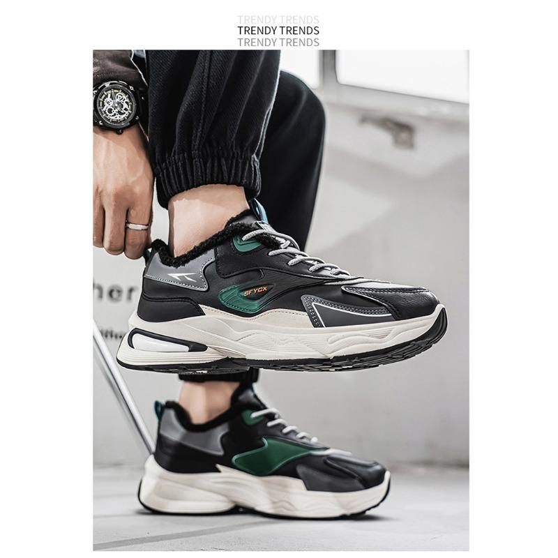 Men S Winter Fleece Lined Thick Sole Casual Dad Sneakers