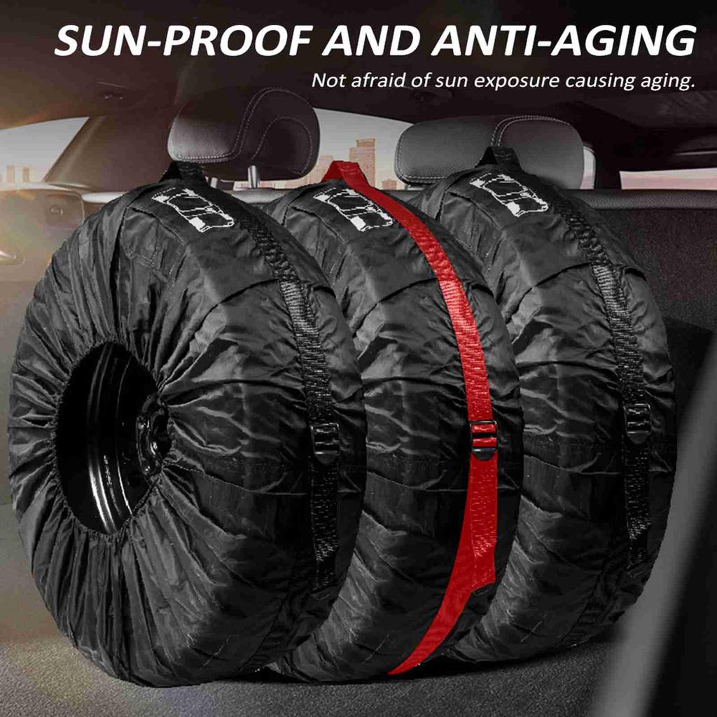 4PCS Tire Covers, Waterproof Spare Tire Covers Tough Tire Wheel Protector for SUVs RVs Trailers Trucks, Fits Tires 19