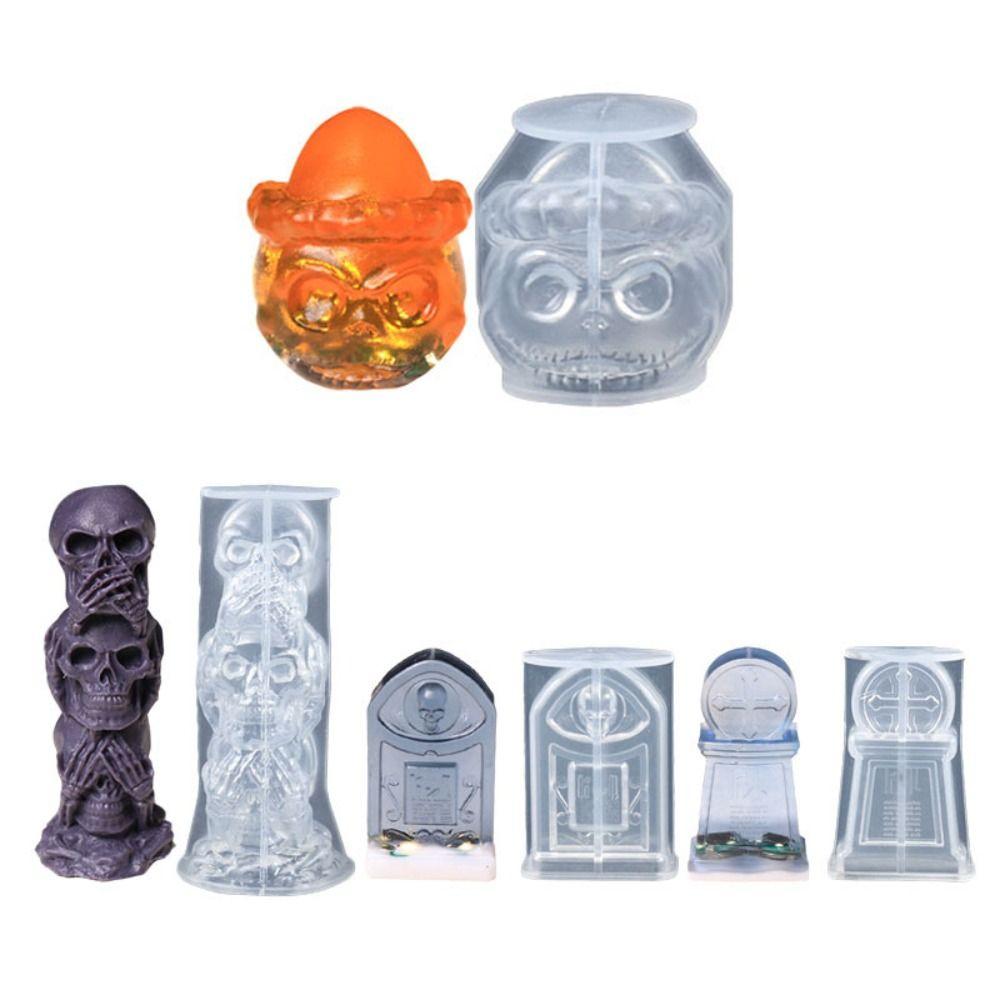 Skull Head Candle Mould Pumpkin Halloween Skull Crafts Silicone Molds Home Decor