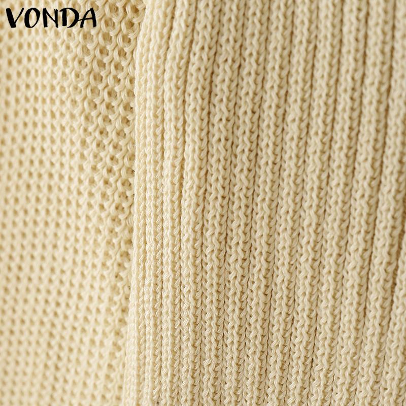 VONDA Women Turtleneck Long Sleeve Cutout Casual Fitted Knitwear Sweaters Jumpers