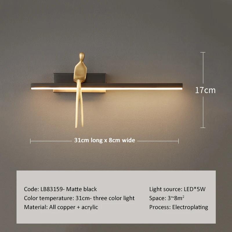 

Nordic Light Luxury Спальня Прикроватная лампа Минималистский Гостиная Отель Полностью Медный Настенный Светильник 3 Цвета Затемнения Освещения 3 Color dimming