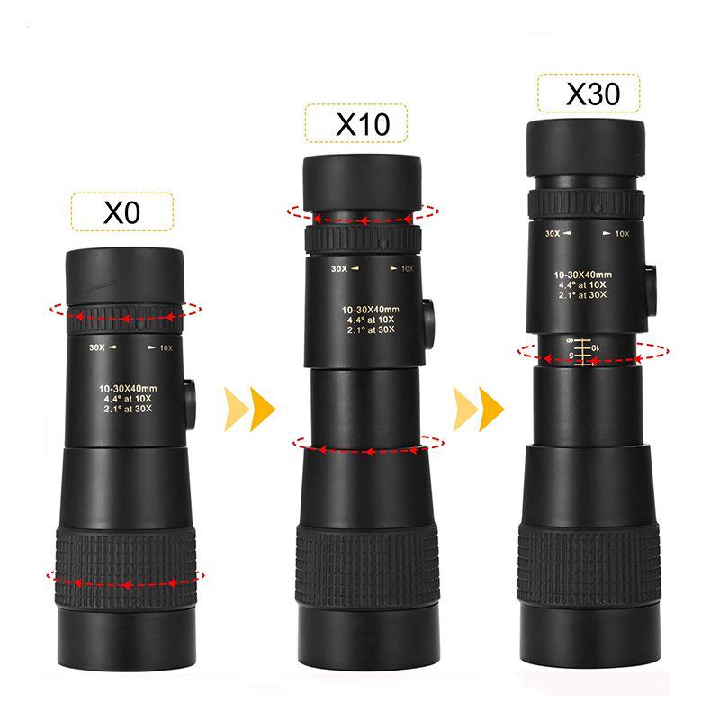 10-300×40 Retractable Zoom Monocular Telescope with High Magnification and Wide-Angle Lens