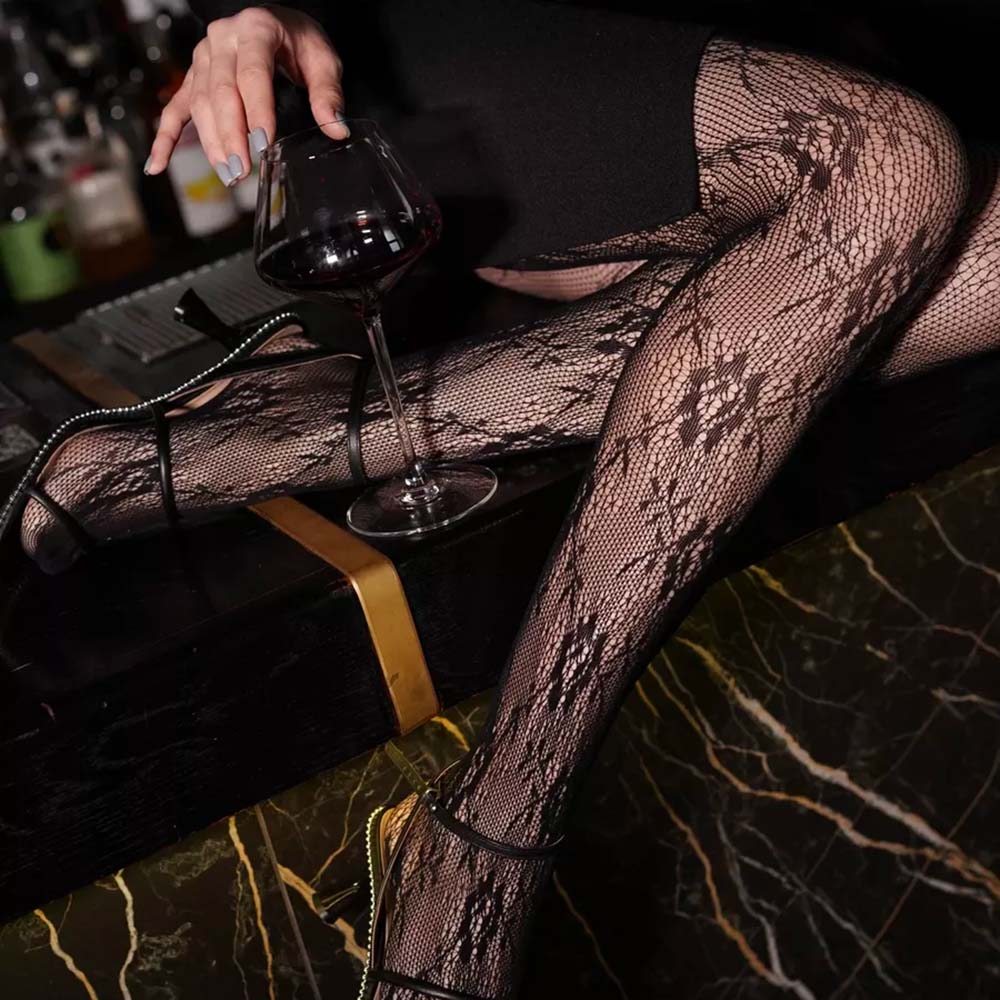 1 пара женских цветочных жаккардовых колготок в сетку с вырезами, эластичные кружевные колготки-сеточка, Y2K, клубная уличная одежда One Size