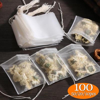 100/50/10PCS Disposable Tea Bags Filter Bags for Tea Infuser with String Heal Seal, Food Grade Non-woven Fabric Spice Filters Teabags