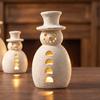 Holiday Table Decor Christmas Snowman Decorative Light, LED Light-up Hollow Figurine, Resin Sculpture Night Lamp for Party Tabletop Statue