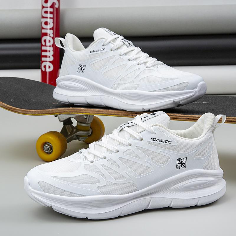 

Мужская обувь весна и лето новая модная спортивная обувь легкая с мягкой подошвой дышащая обувь для бега мужская уличная универсальная холодная липкая обувь 44 белый