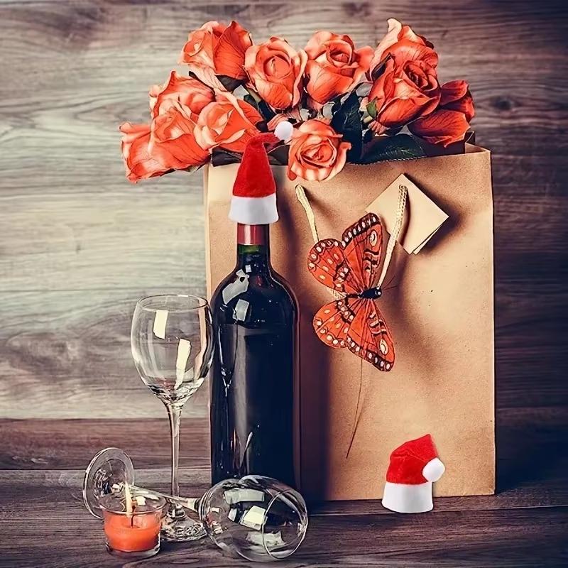 100 buc pălării de Crăciun pentru decorațiuni de masă pălărie de Crăciun petrecere de familie pălărie mică de Crăciun furculiță cuțit suport sac cadouri de Anul Nou