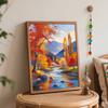 DIY Digital Oil Painting Kit Autumn landscape mountain river oil painting. handmade gift. home decoration.