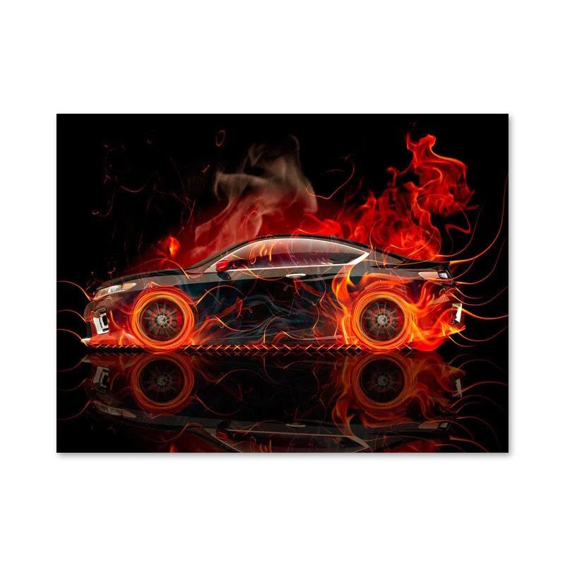 

Спортивный автомобиль, Пламя, Картина на холсте, абстрактные постеры и принты, настенные панно для гостиной, украшения дома, подарки 70x100cm No Framed
