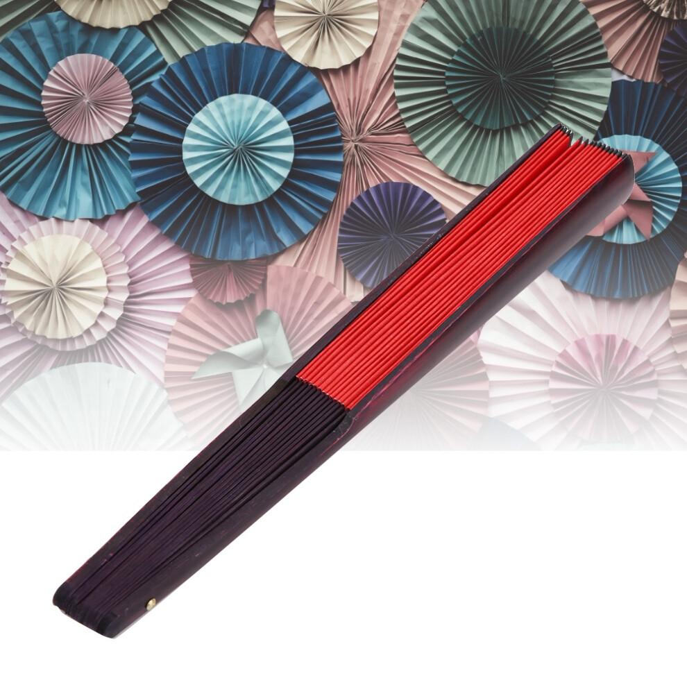Bamboo Hand Fan, Elegant Event Accessory, Traditional Folding Fan For Cultural Celebrations, Chinese Silk Fan With Solid Wood Handle, Red 10 Inch Craf
