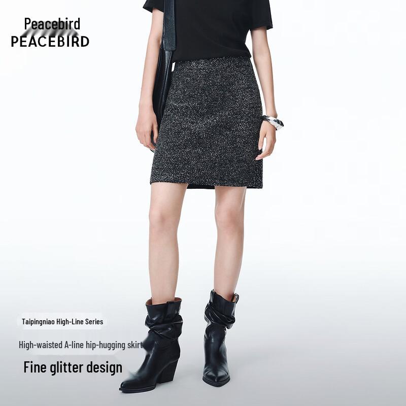 PEACEBIRD Women s Sequin A-Line Mini Skirt M