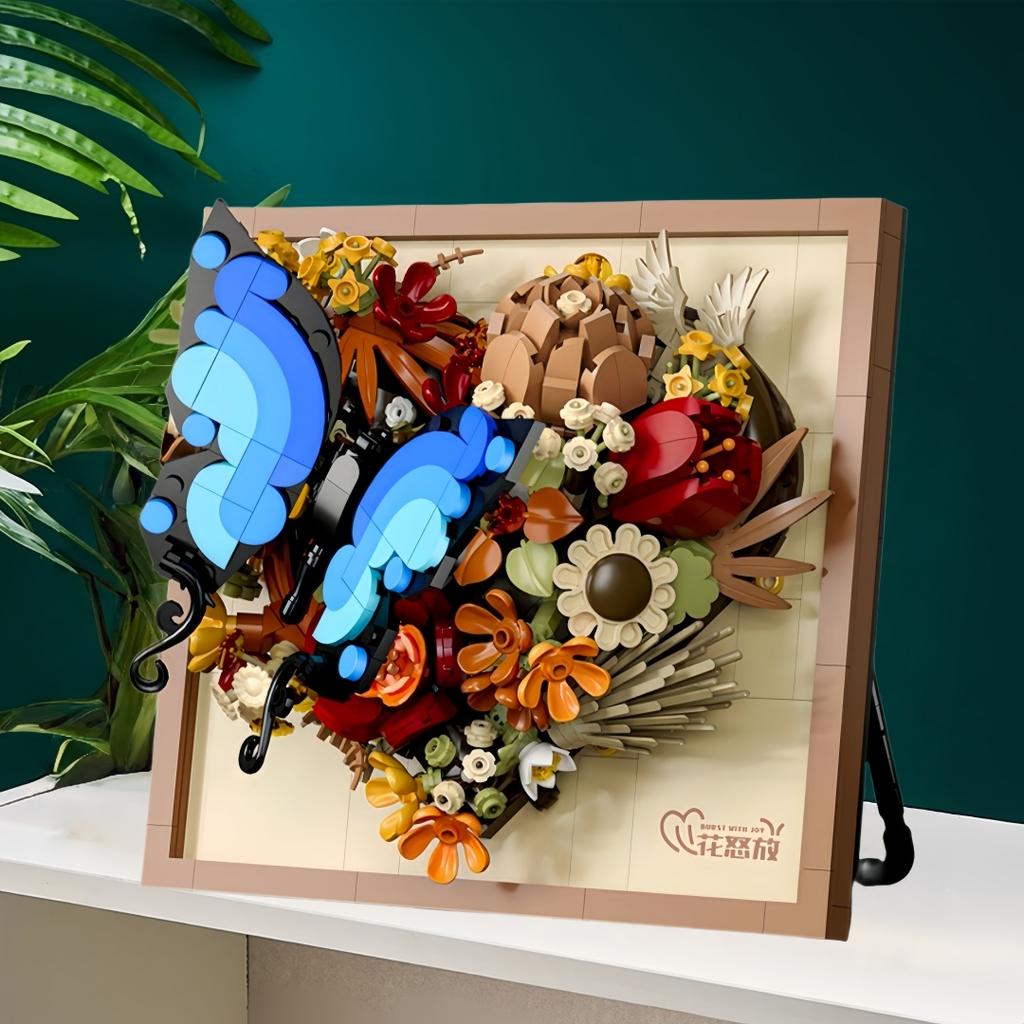 KNEW BUILT Innovative Building Block Flower 3D Po Frame Ornament-Ideal DIY DecorGift for GirlWall Hanging & Educational Toy