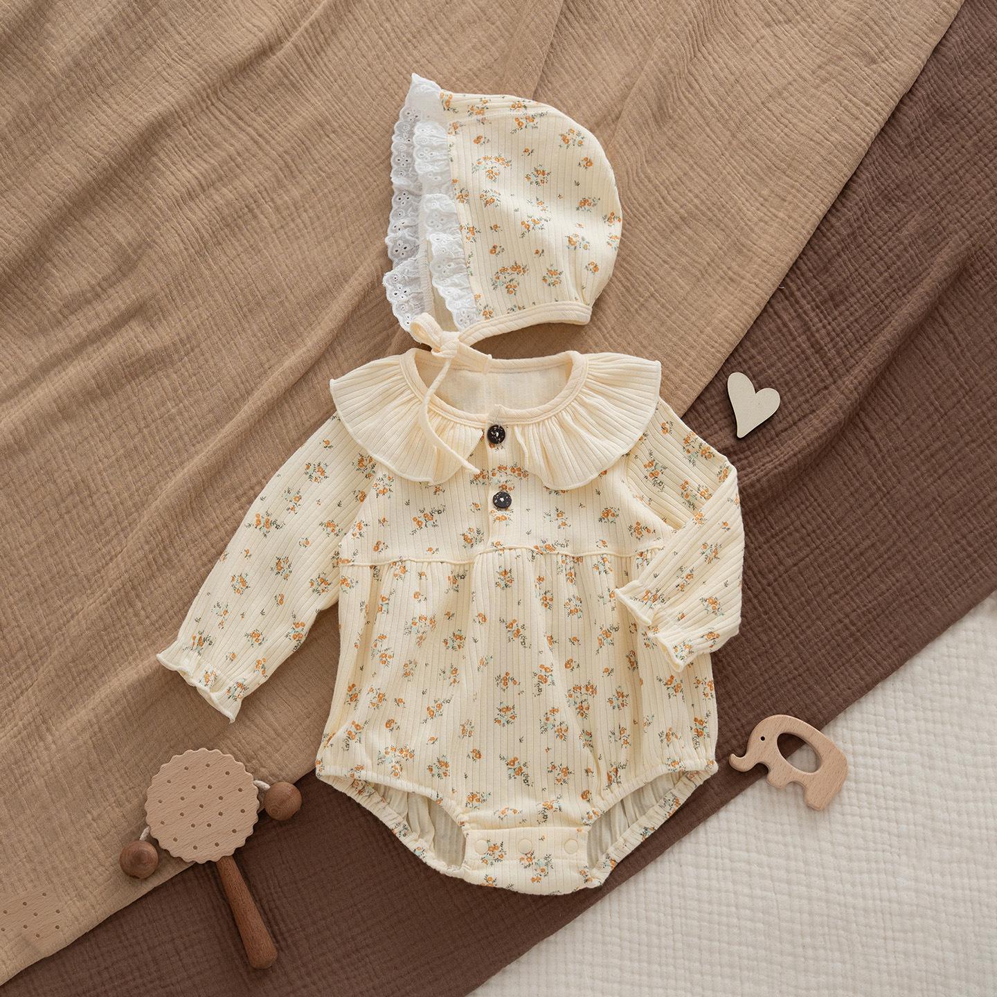 

Комплект детского ромпера в корейском стиле для весны и осени с цветочным принтом для девочки 66 cm