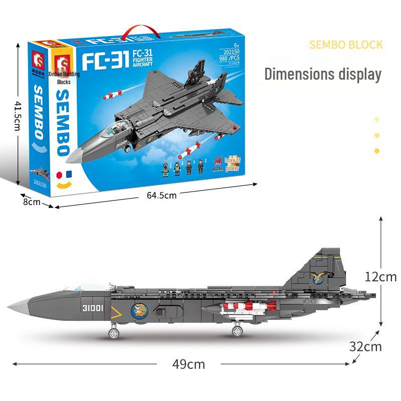ShengBao FC-31 Fighter Jet Model Building Blocks Toy