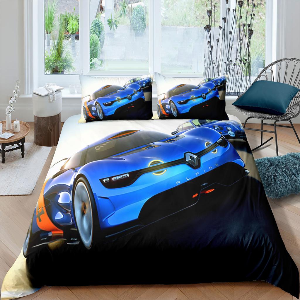 Racing Car Printed Duvet Cover With Pillowcase Bedding Set Single Double Twin Full Queen King Size 2/3pcs Polyester Quilt Cover