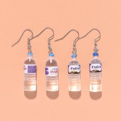 Creative Resin Mineral Water Bottle Dangle Earrings for Women