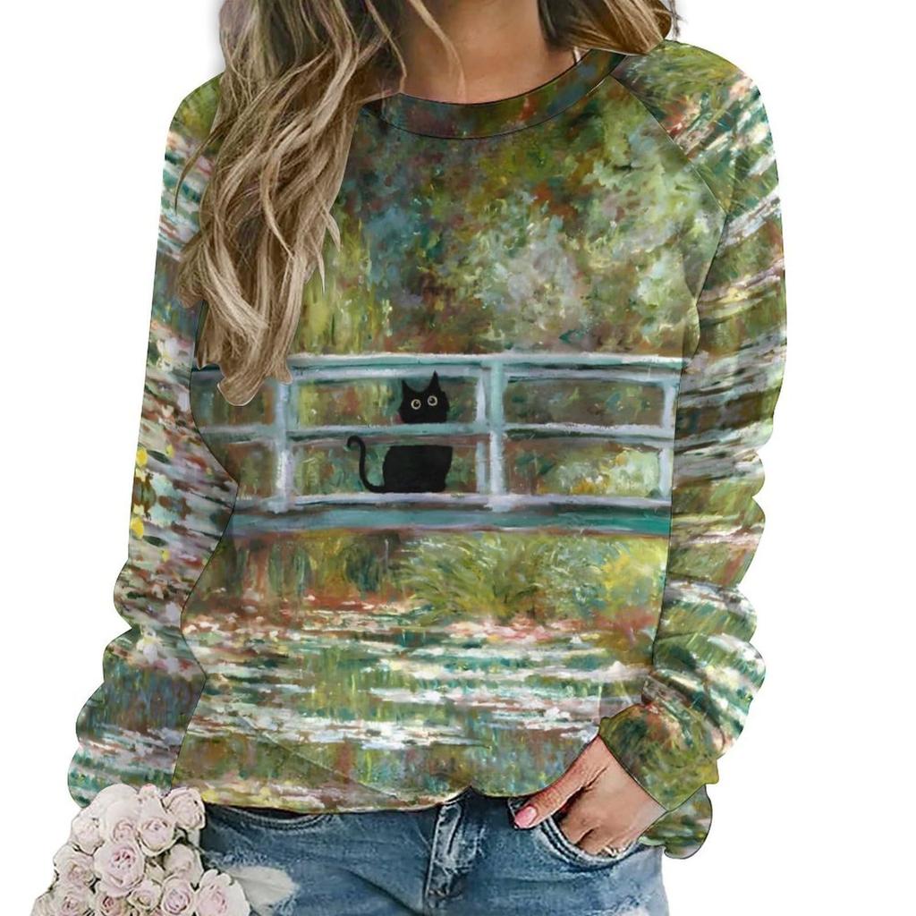 Cute Cat Floral Sweatshirts Flower 3D Print Women New O-Neck Hoodies Casual Streetwear Pullovers Harajuku Top Woman Clothing