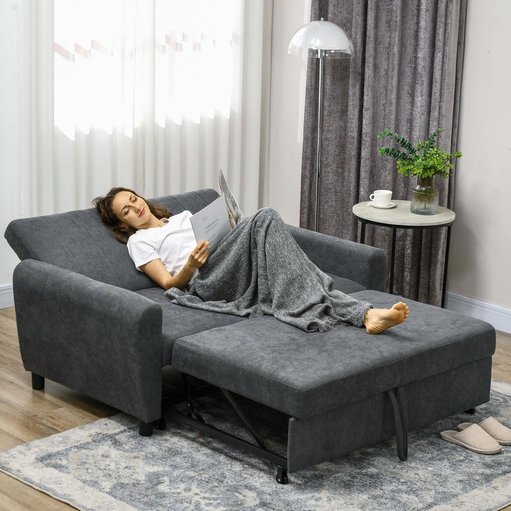 Clic Clac Sofa Bed with Backrest Adjustable On 3 Levels, In Velvet-Effect Fabric, 148x87x88 Cm, Grey
