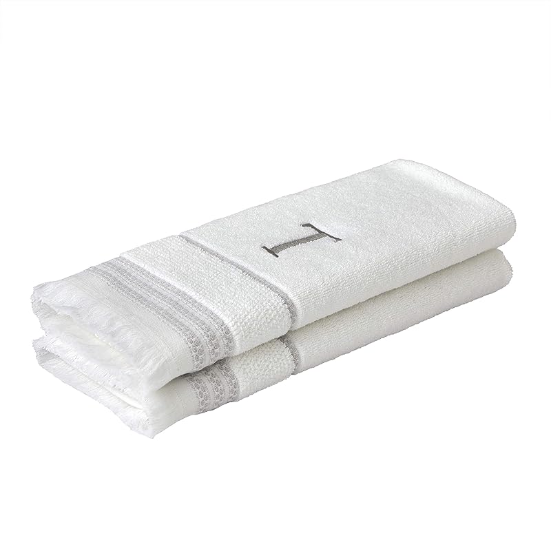 SKL Home Casual Monogram Hand Towel Set, T, 16x26, White 2 Count 16x26 белый