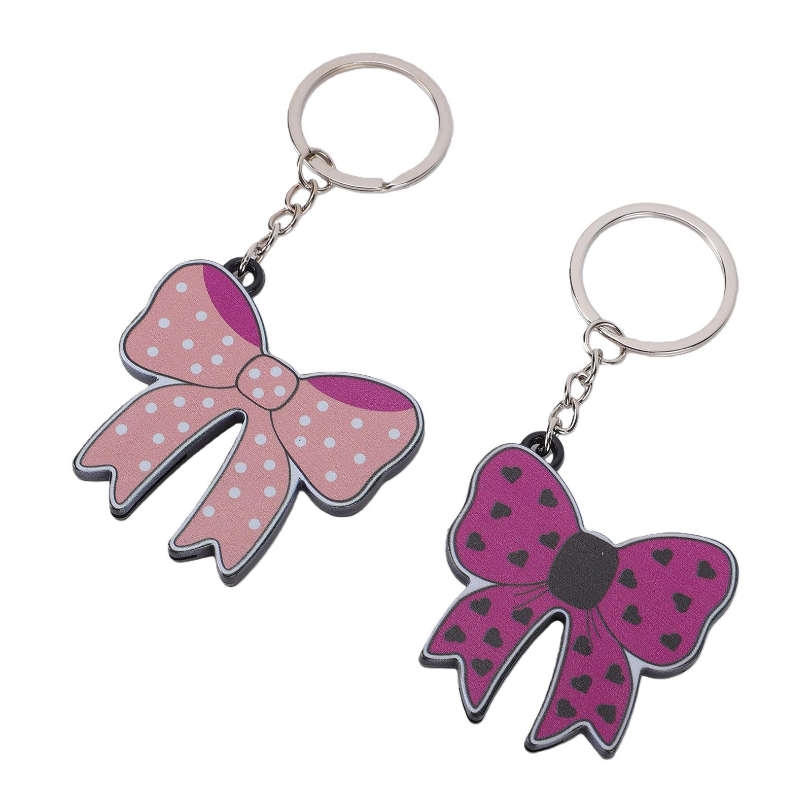 2pcs Bow Shape Keychain Bottle Opener Pull Tab Cans Nail Saver Bow Can Opener Keychain Purple Pink