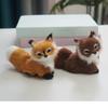 Lifelike Mini Plush Simulation Fox Squatting Animal Figurine Soft Plush Toy  Kids Gift