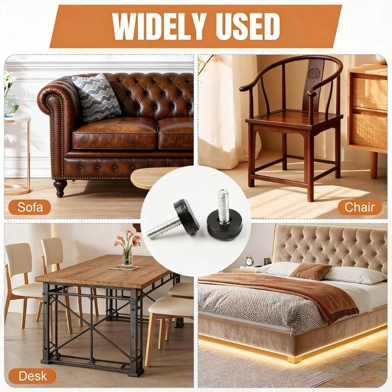 20Pcs Table Chair Foot Round Sliders Legs Pads with M6 Thread for Chairs Tables Sofas Protect Floors Reduce Noise