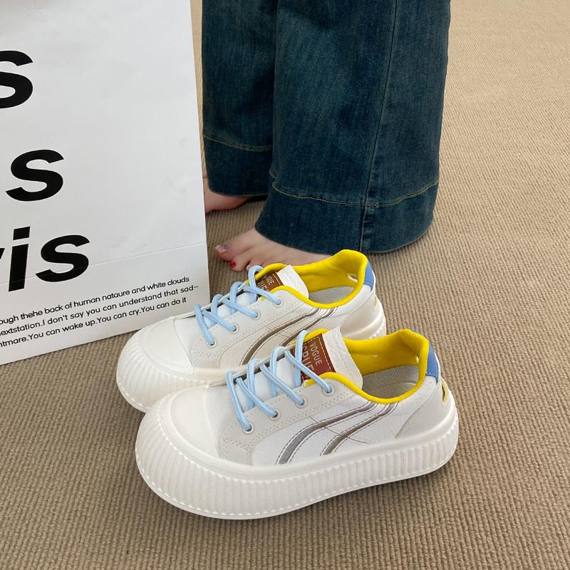 Fashion CRLAYDK Calssic Womens Big Toe Fashion Sneakers Skate Leather Walking Anti Slip Lace Up Trainer Shoes Ladies Sports Tennis