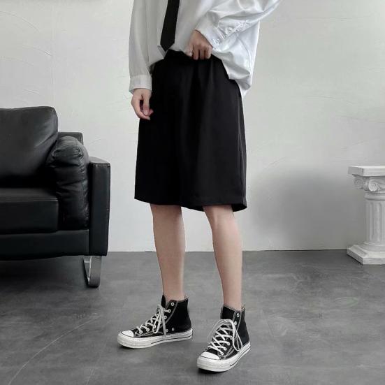 Men Shorts Button Zipper Fly Mid-rise Summer Sport Pants Wide Leg Ultra-Thin Ice Silk Fitness Short Pants