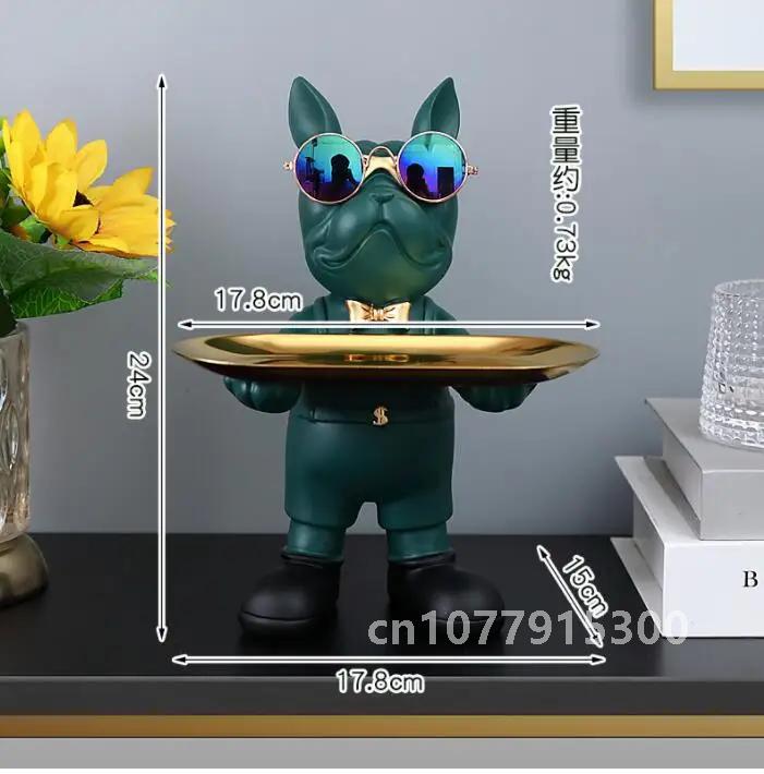 Bulldog Animal Figurines,Home Decoration Accessories,Table Ornaments,Storage Tray,Dog Model Statue,Sculpture Living Room Decor