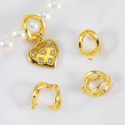 18K Gold Plated Brass Metal Pendant Bail Connector Pearl Enhancer Clips Clasps DIY Necklace Making Accessories Jewelry Materials