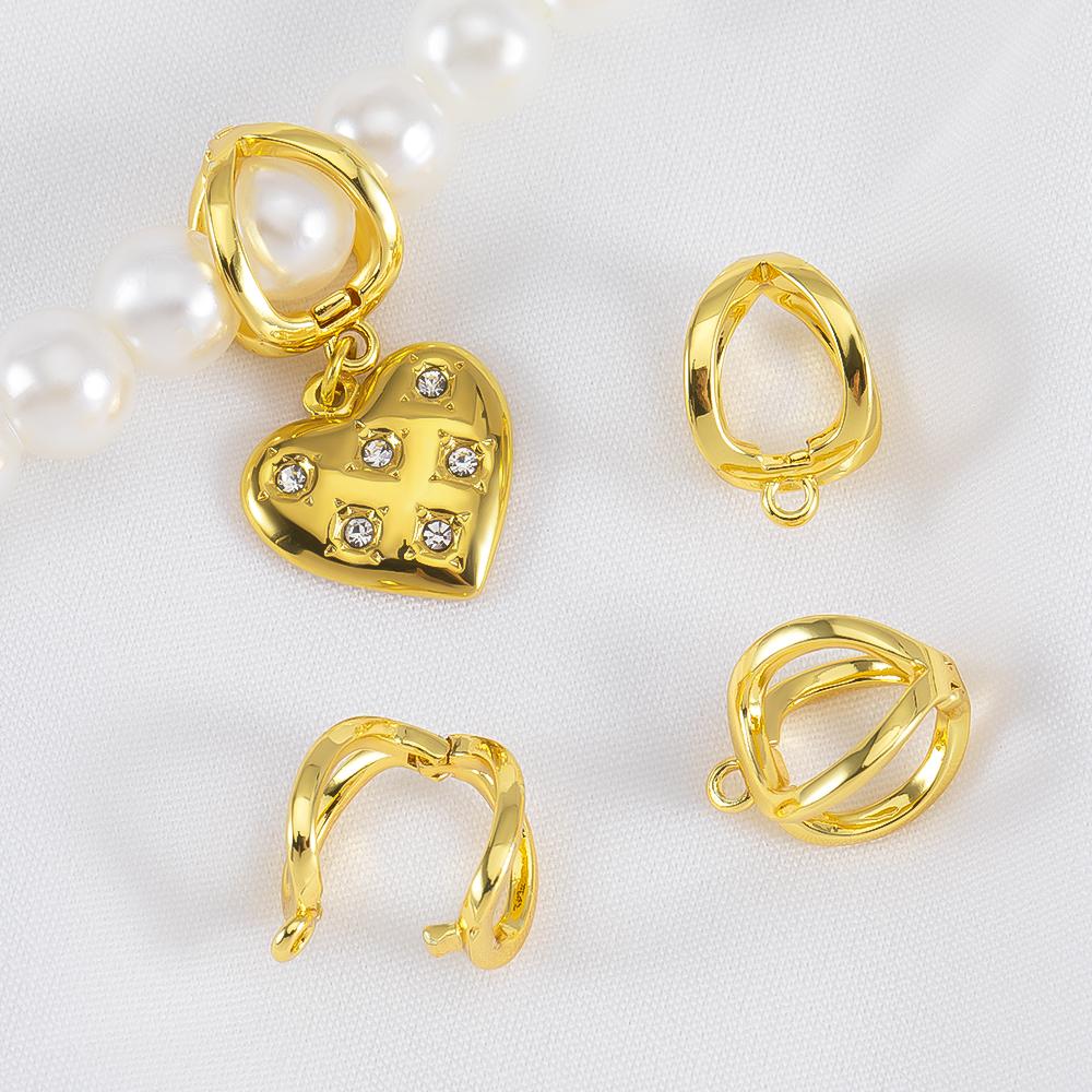 18K Gold Plated Brass Metal Pendant Bail Connector Pearl Enhancer Clips Clasps DIY Necklace Making Accessories Jewelry Materials