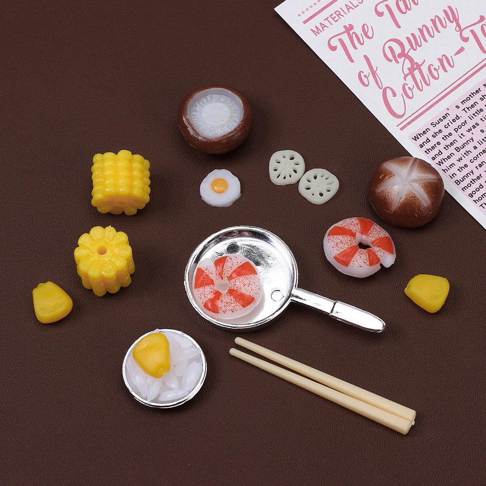 DIY Resin Play Food Accessories: Corn, Shrimp, Cream Glue, Hair Clip Figurines