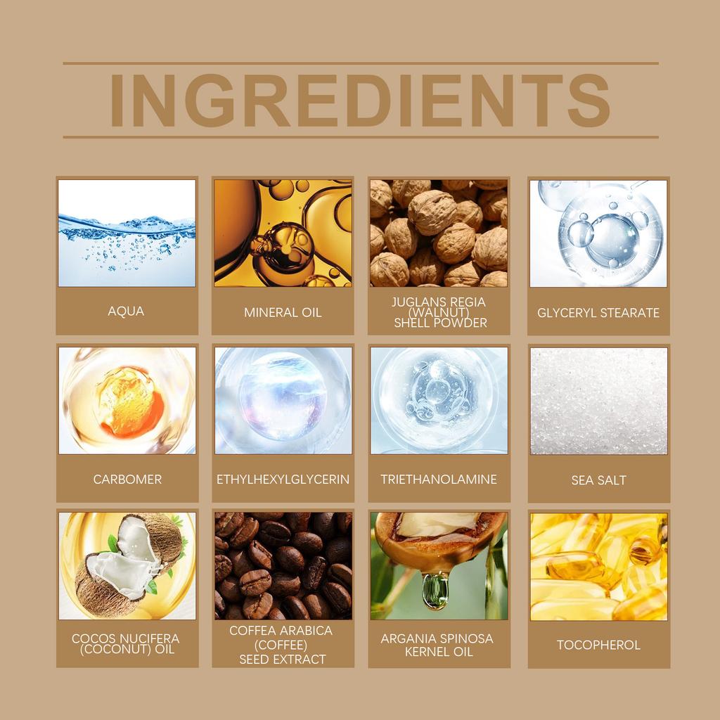 Kokoskaffee Körperpeeling - Sanftes Exfolierendes & Feuchtigkeitsspendendes Reinigungspeeling, Alkoholfrei, Parfümfrei, Nicht fettende Formel mit Natürlichen Inhaltsstoffen