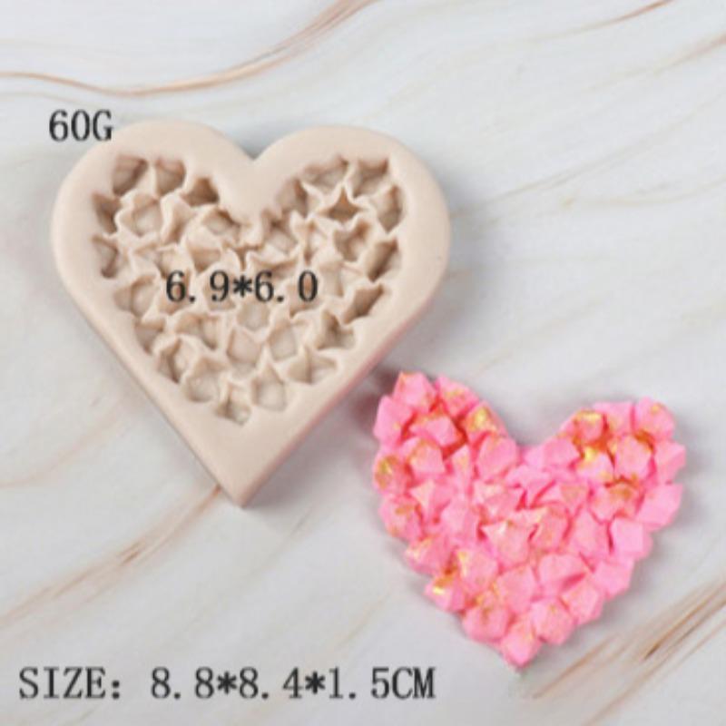 Diamond Love Candy Silicone Mold Kitchen Baking Valentine's Day Coral Sugar Chocolate Love Molds Crystal Silicone Gypsum Mould