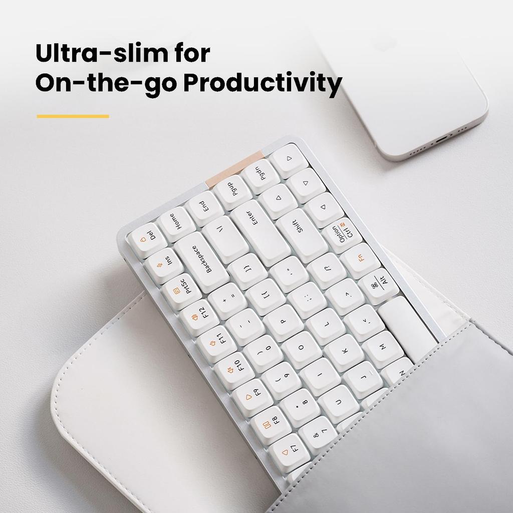 Lofree FLOW Mechanical English Silver Standard Key GHOST Technical Standards Certification Certified Low-Profile Keyboard, Layout, White, Switches