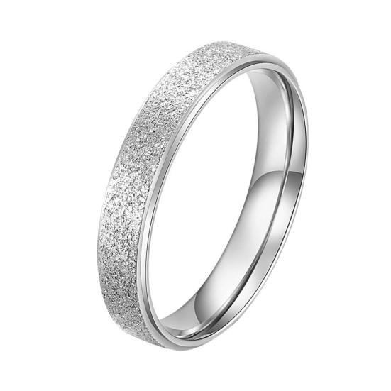 Fingerring aus Titanstahl mit glitzerndem, mattem, schmalem Band, Braut- und Hochzeitsschmuck, Geschenk