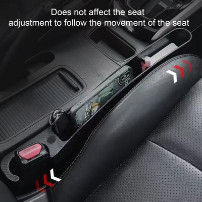 2 Peças Organizador de Vão de Assento de Carro com Orifício para Carregamento Grande Capacidade Instalação Simples Universal Tira Preenchedora de Vão Automotivo com Orifícios para Cintos de Segurança