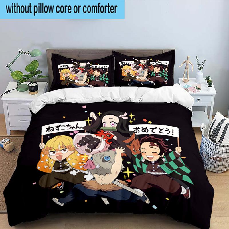 Powerful Demon Anime 3PCS Bedding set,Ideal for1pc Duvet Cover And 2pcs Pillowcases Perfect for Christmas gift,Ideal for Bedroom, Dormitory